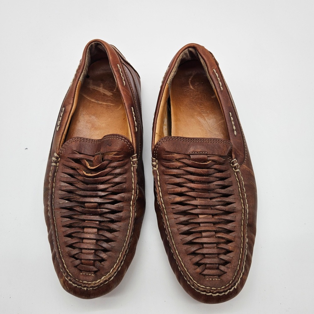 Sperry Top-Sider Mens 11.5M Brown Leather Woven Loafer Driving‎ Moccasin ASV